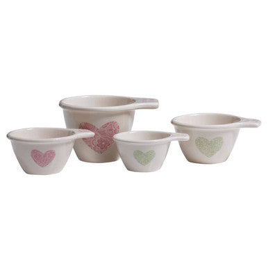 Orsina Lola Measuring Cups – Set of 4 Stackable White Ceramic Heart Cups