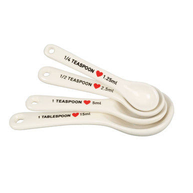 Orsina Heart Measuring Spoons – Set of 4 White Dolomite Baking Tools