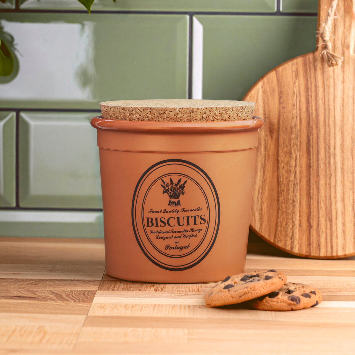 Orsina Porto Biscuit Canister – Natural Ceramic Kitchen Storage Jar