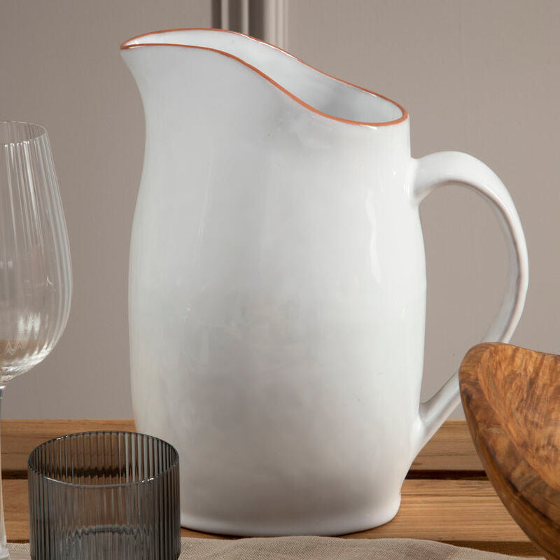 Orsina Calisto Terracotta Pitcher – White Glazed Ceramic Serveware