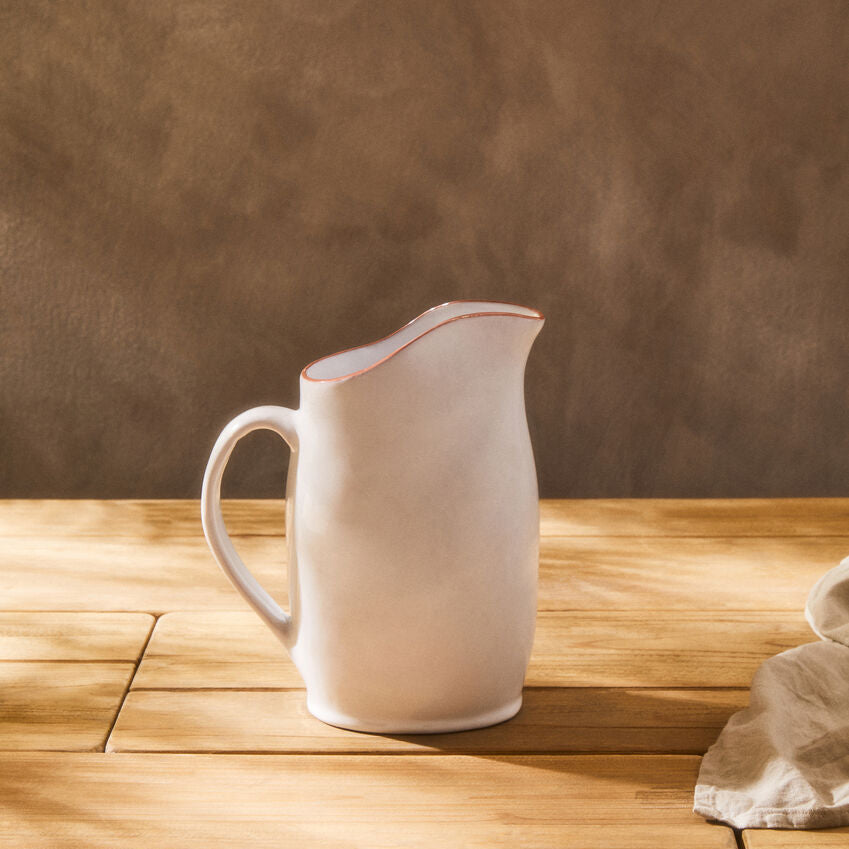 Orsina Calisto Terracotta Pitcher – White Glazed Ceramic Serveware