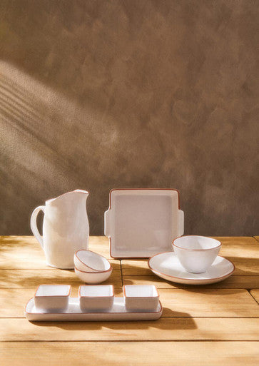 Orsina Calisto White Glazed Terracotta Dinner Plate – Modern Tableware