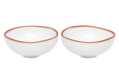 Orsina Calisto Terracotta Mini Bowls – Set of 2 White Glazed Servers