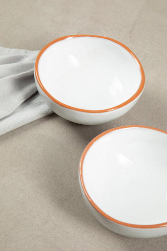 Orsina Calisto Terracotta Mini Bowls – Set of 2 White Glazed Servers