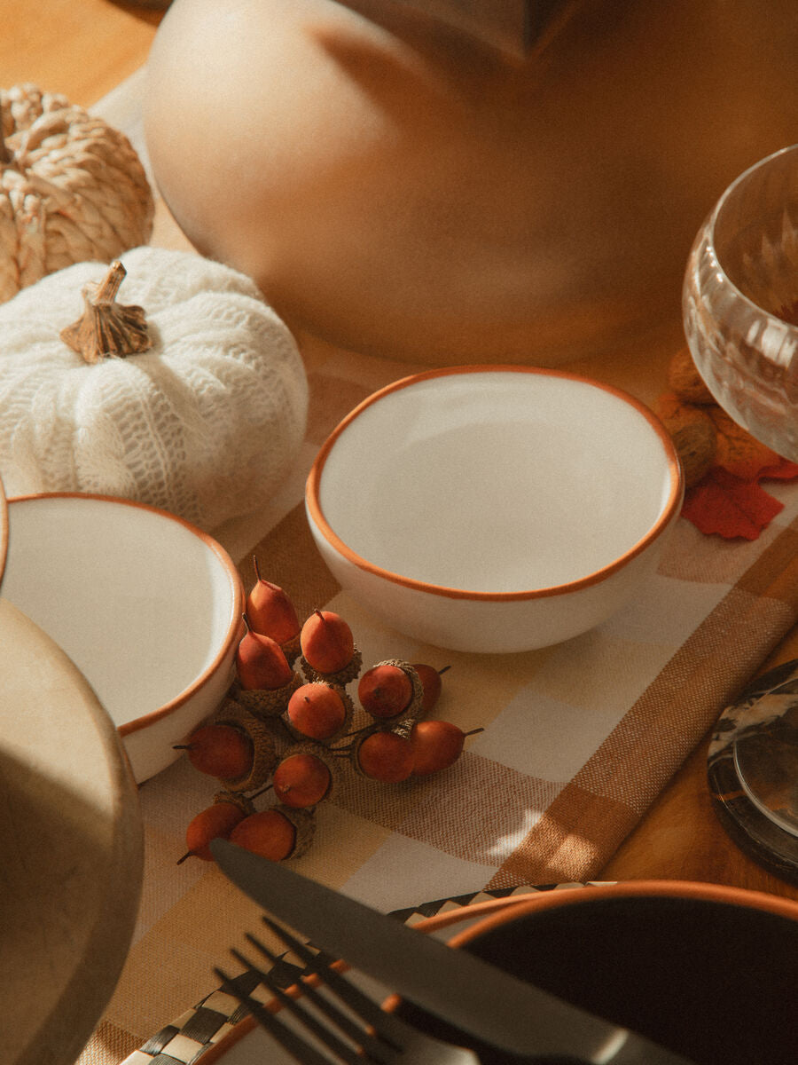 Orsina Calisto Terracotta Mini Bowls – Set of 2 White Glazed Servers