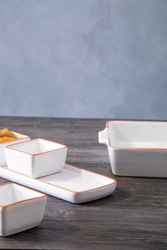 Orsina Calisto Terracotta White Glazed Oven-to-Table Baking Dish