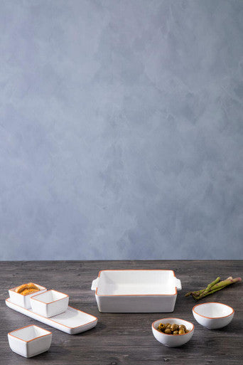 Orsina Calisto Terracotta Dip Bowls with Tray - Set of 3 in White