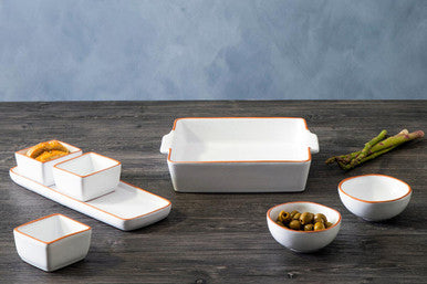 Orsina Calisto Terracotta Dip Bowls with Tray - Set of 3 in White