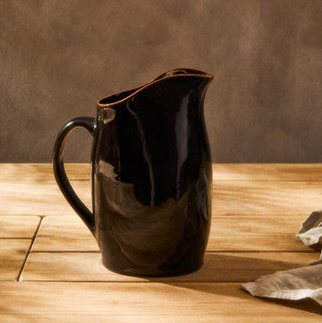 Orsina Calisto Terracotta Pitcher – Black Glazed Modern Serveware