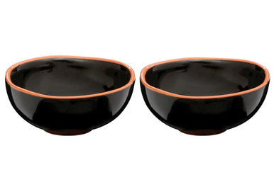 Orsina Calisto Black Glazed Terracotta Small Dipping Bowls - Set of 2