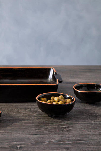 Orsina Calisto Black Glazed Terracotta Small Dipping Bowls - Set of 2