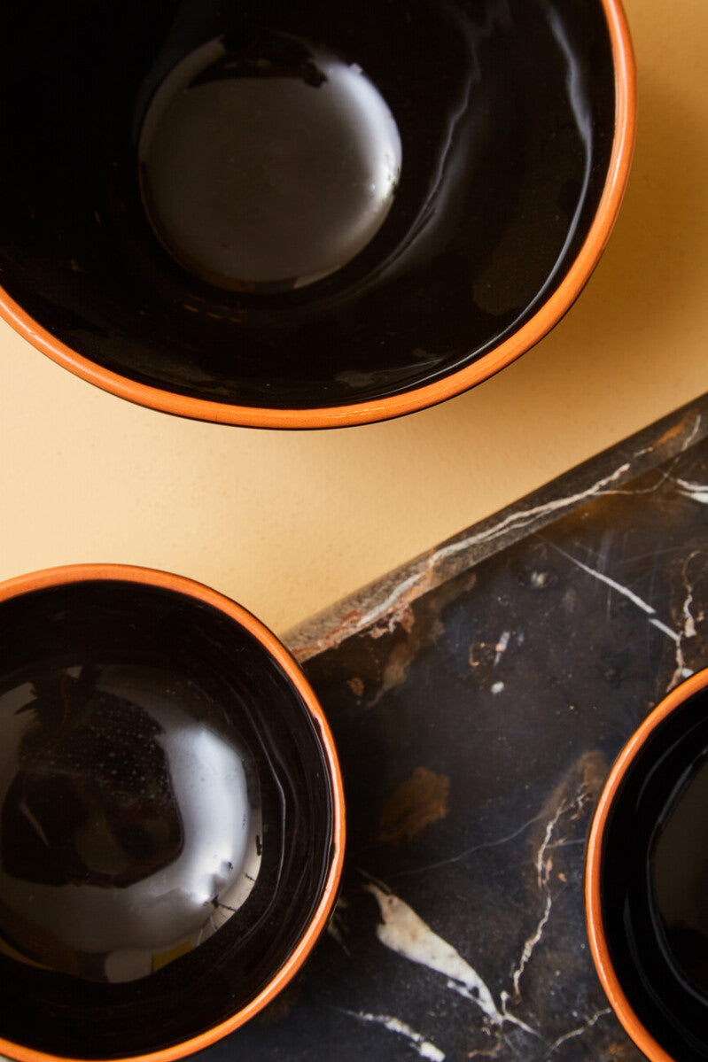 Orsina Calisto Black Glazed Terracotta Small Dipping Bowls - Set of 2
