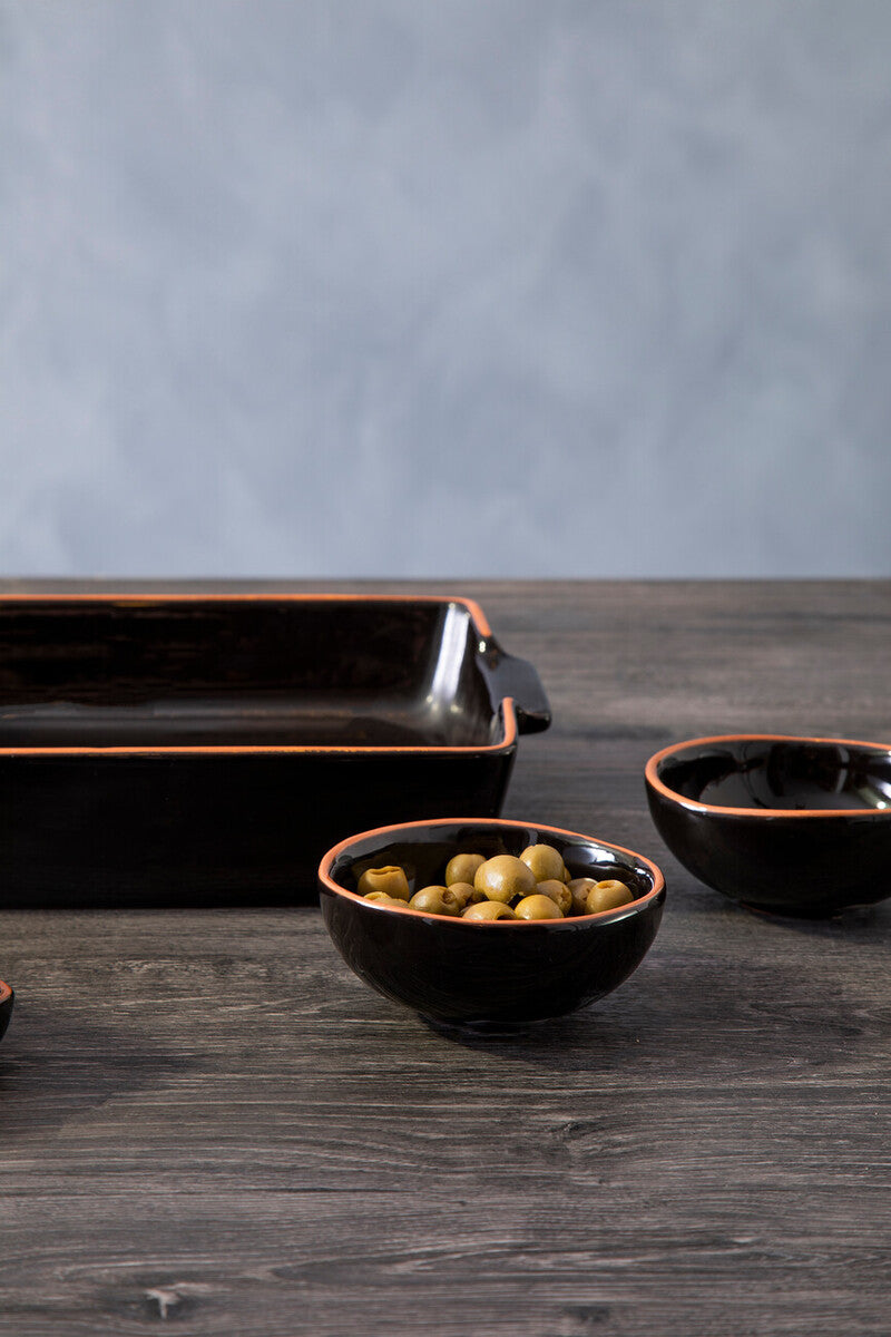 Orsina Calisto Terracotta Oven-to-Table Dish | Black Glazed Roaster