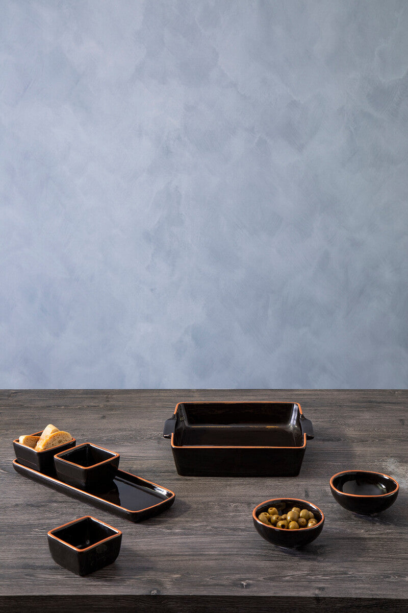Orsina Calisto Terracotta Oven-to-Table Dish | Black Glazed Roaster
