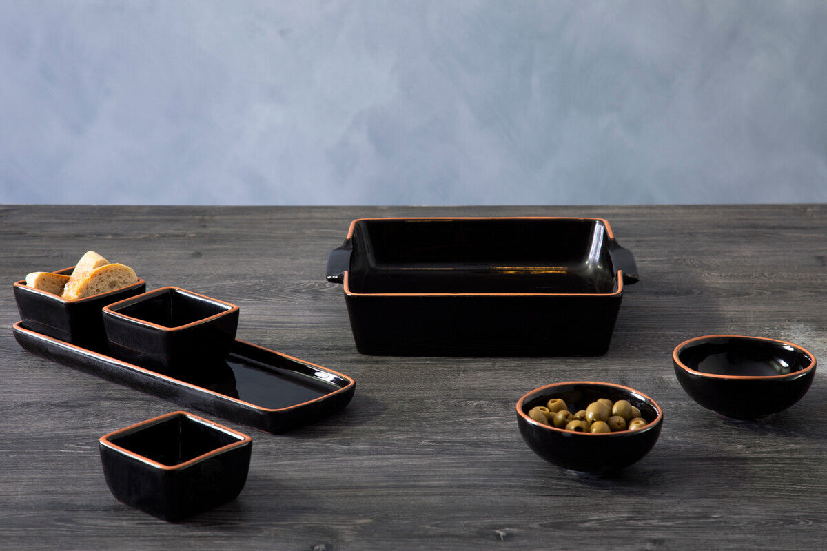 Orsina Calisto Terracotta Oven-to-Table Dish | Black Glazed Roaster