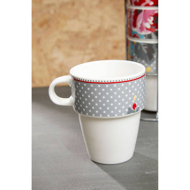 Orsina Pippa Stackable Mugs with Stand – Set of 4 Patterned Cups