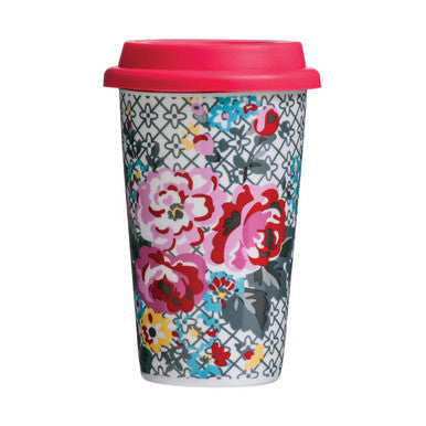 Orsina Taza Floral Ceramic Travel Mug with Silicone Lid – 12oz Cup
