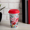 Orsina Taza Floral Ceramic Travel Mug with Silicone Lid – 12oz Cup