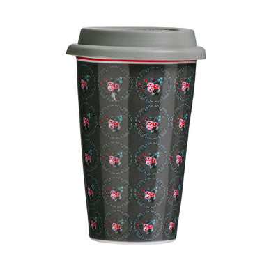 Orsina Ceramic Travel Mug – Ditsy Floral Insulated Cup with Lid
