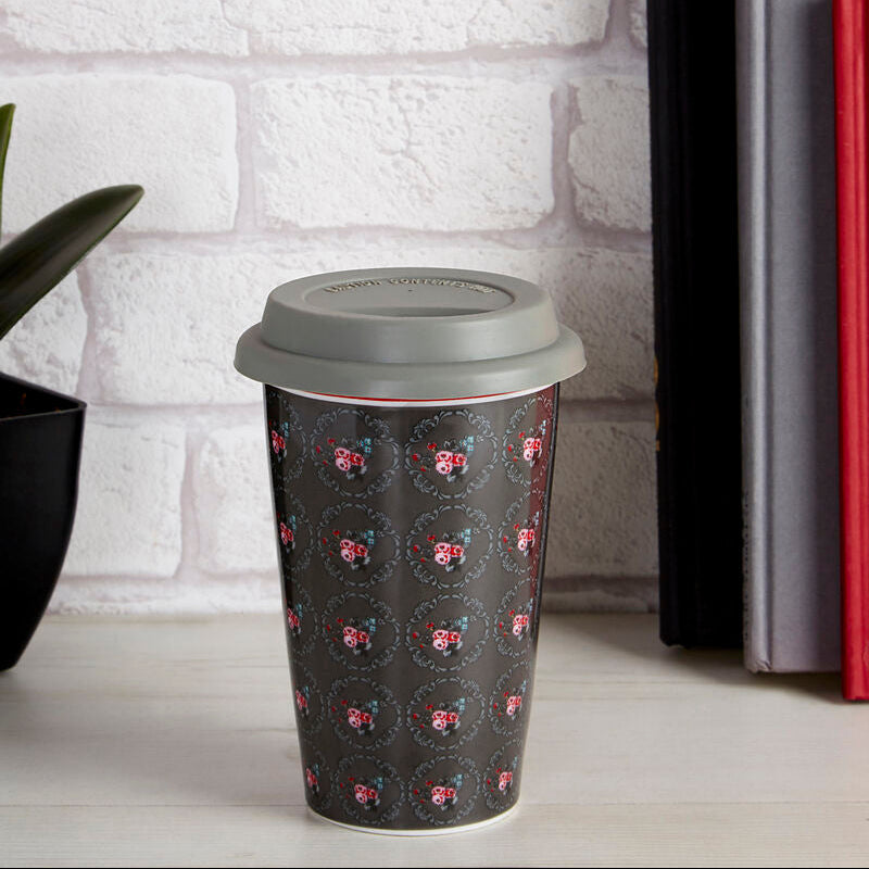Orsina Ceramic Travel Mug – Ditsy Floral Insulated Cup with Lid
