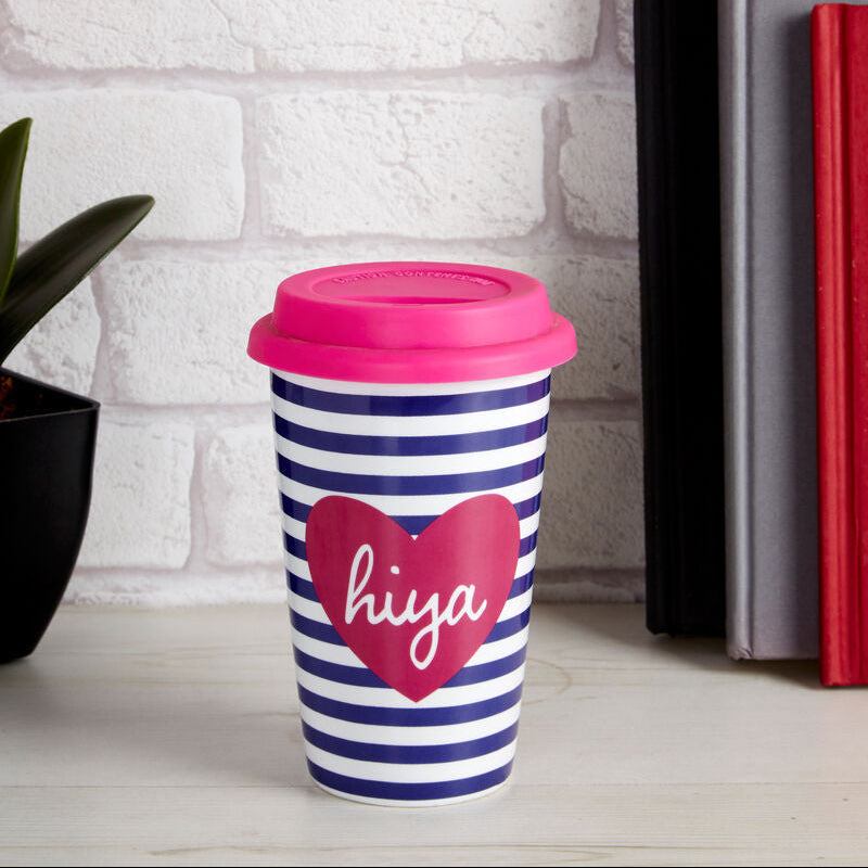 Orsina Taza Hiya Ceramic Travel Mug with Silicone Lid – 12oz Coffee Cup