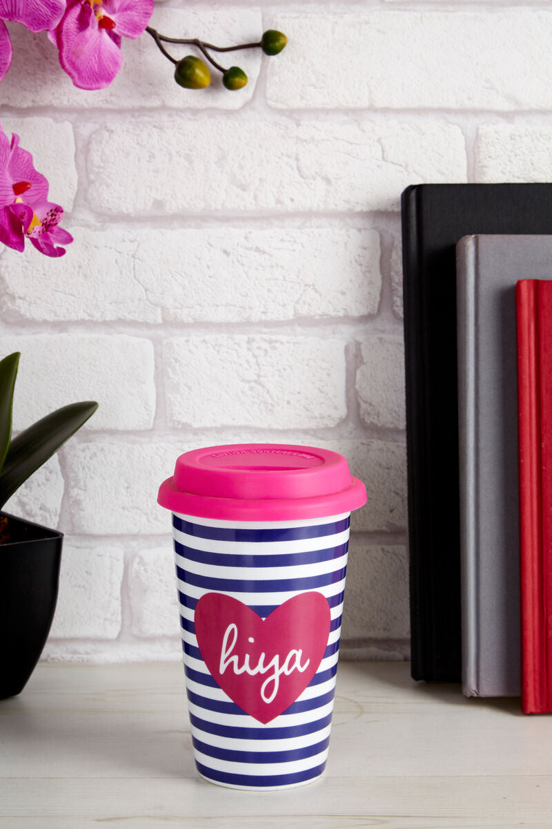 Orsina Taza Hiya Ceramic Travel Mug with Silicone Lid – 12oz Coffee Cup