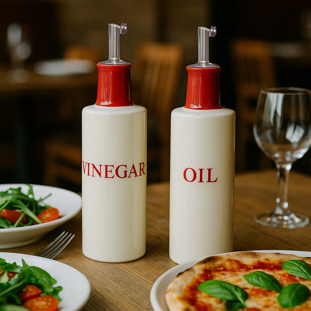 Orsina Hollywood Oil and Vinegar Set – Cream Stoneware Cruets