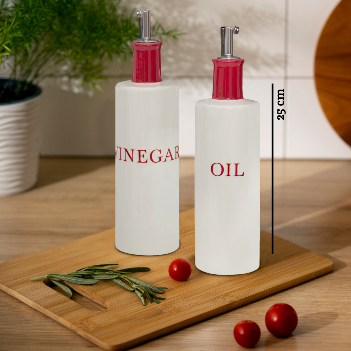 Orsina Hollywood Oil and Vinegar Set – Cream Stoneware Cruets