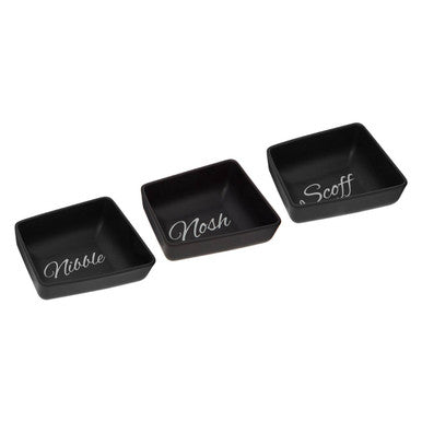 Orsina Mange Snack Dishes – Set of 3 Matte Black Serving Bowls