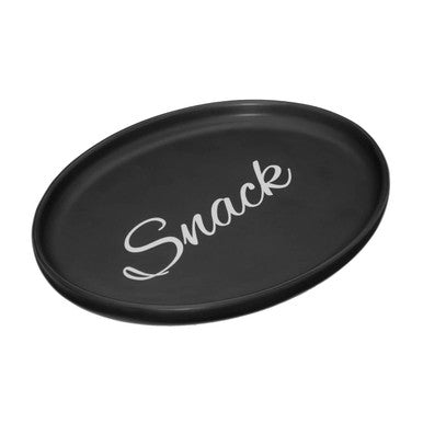 Orsina Mange Oval Snack Plate – Matte Black Minimalist Serving Platter
