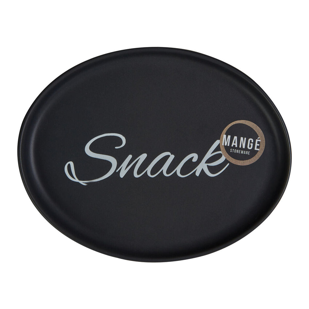 Orsina Mange Oval Snack Plate – Matte Black Minimalist Serving Platter