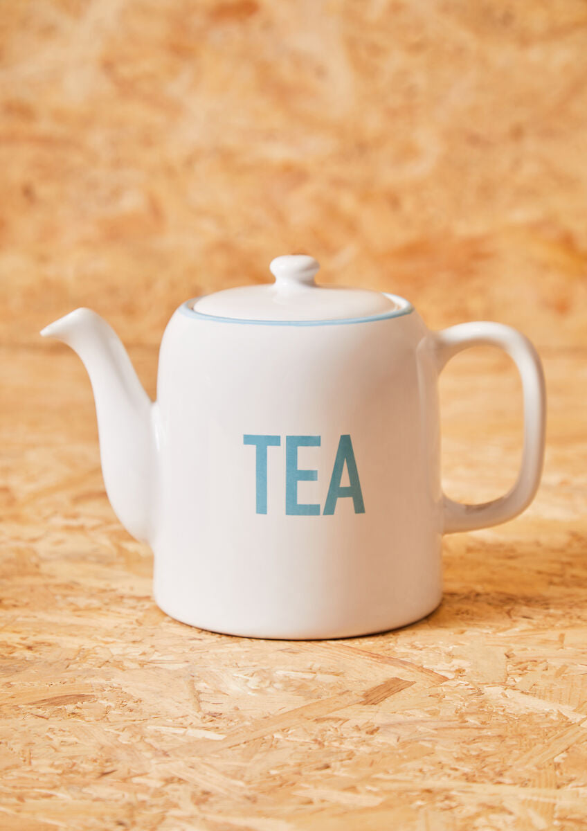 Orsina Homestead Teapot – White and Blue Ceramic Tea Service Pot