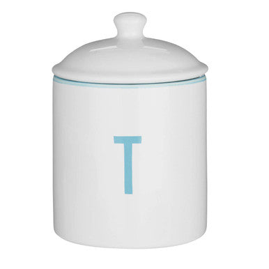 Orsina Homestead Tea Canister – Airtight Ceramic Storage Jar with T Monogram
