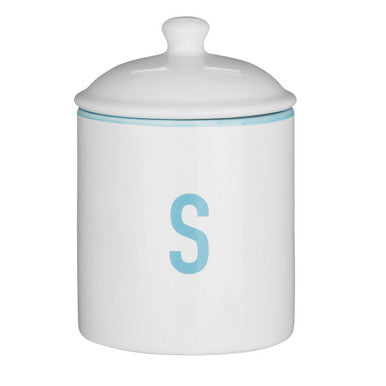 Orsina Homestead Sugar Canister – White Ceramic with Blue Trim