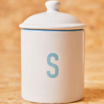 Orsina Homestead Sugar Canister – White Ceramic with Blue Trim