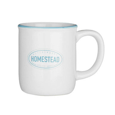 Orsina Homestead Ceramic Mug – White and Blue Stackable Coffee Cup