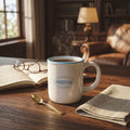 Orsina Homestead Ceramic Mug – White and Blue Stackable Coffee Cup