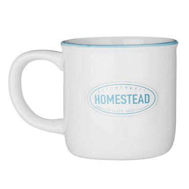 Orsina Homestead Ceramic Soup Mug with Large Handle and Blue Trim
