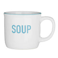 Orsina Homestead Ceramic Soup Mug with Large Handle and Blue Trim