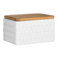 Orsina Geome White Dolomite Butter Dish with Bamboo Lid – Geometric