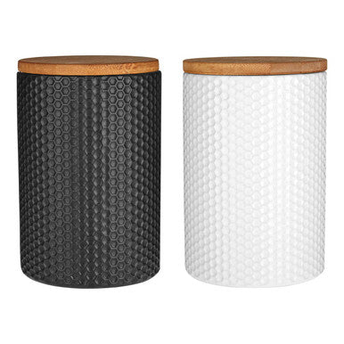 Orsina Geome 750ml Black Canister with Bamboo Lid – Kitchen Storage