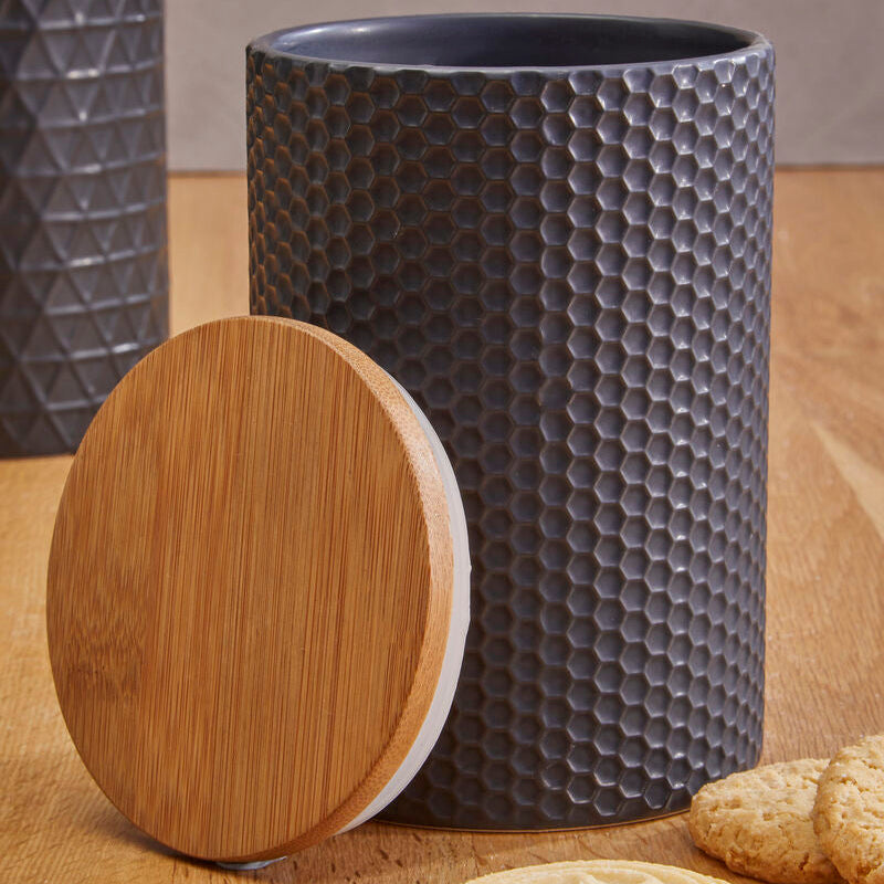 Orsina Geome 750ml Black Canister with Bamboo Lid – Kitchen Storage