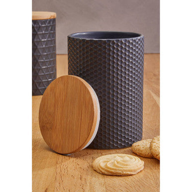 Orsina Geome 750ml Black Canister with Bamboo Lid – Kitchen Storage