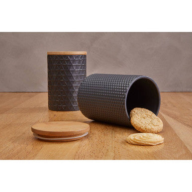 Orsina Geome 750ml Black Canister with Bamboo Lid – Kitchen Storage