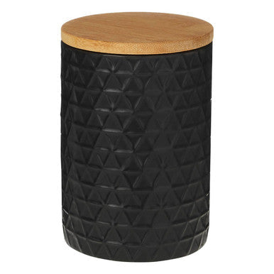 Orsina Geome Matte Black Kitchen Canister with Bamboo Lid – 750ml