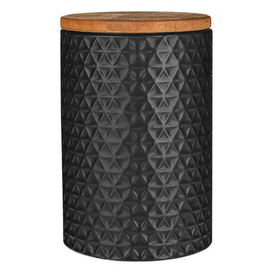 Orsina Geome Matte Black Kitchen Canister with Bamboo Lid – 750ml