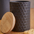 Orsina Geome Matte Black Kitchen Canister with Bamboo Lid – 750ml