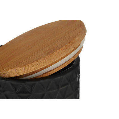 Orsina Geome Matte Black Kitchen Canister with Bamboo Lid – 750ml