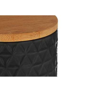 Orsina Geome Matte Black Kitchen Canister with Bamboo Lid – 750ml