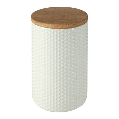 Orsina Geome 750ml White Ceramic Kitchen Canister with Bamboo Lid